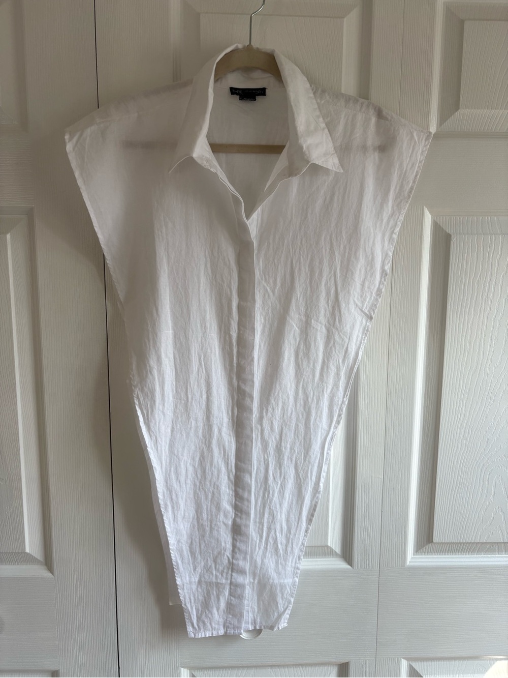 Thread Story White Button Sleeveless Long Shirt Office Career Teacher Academia L